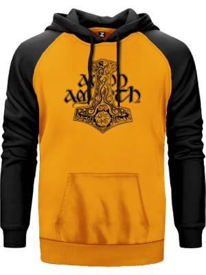 Amon Amarth Thor Hammer Sarı Renk Reglan Kol Kapşonlu Sweatshirt