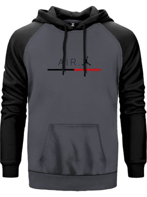 Air Jordan Line Gri Renk Reglan Kol Kapşonlu Sweatshirt