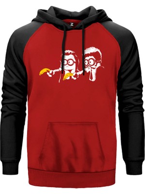 Minion Detective Kırmızı Renk Reglan Kol Kapşonlu Sweatshirt