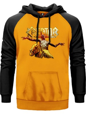 Kreator Horror Sarı Renk Reglan Kol Kapşonlu Sweatshirt