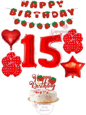 Çilek Temalı Doğum Günü Parti Seti Yaş 15