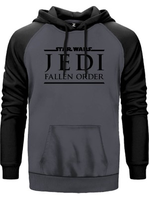Star Wars Jedi Fallen Order Gri Renk Reglan Kol Kapşonlu Sweatshirt