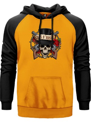 Guns N Rosses Vintage Sarı Renk Reglan Kol Kapşonlu Sweatshirt