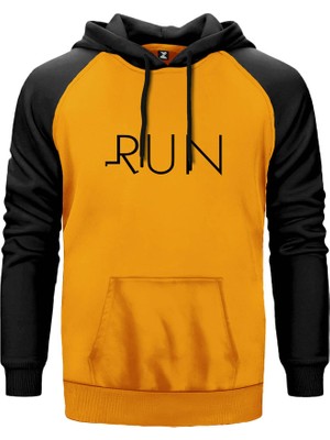 Run Sarı Renk Reglan Kol Kapşonlu Sweatshirt