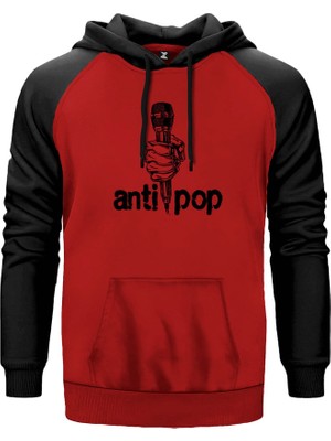Antipop Kırmızı Renk Reglan Kol Kapşonlu Sweatshirt