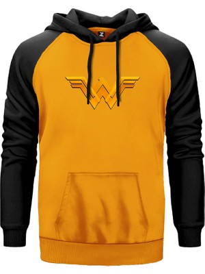 Wonder Woman Releated Sarı Renk Reglan Kol Kapşonlu Sweatshirt