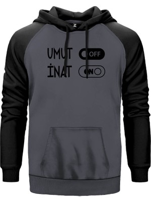 Umut ve Inat Gri Renk Reglan Kol Kapşonlu Sweatshirt