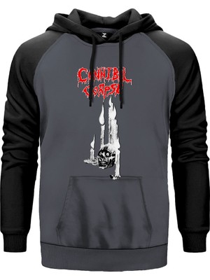 Cannibal Corpse Ritual Gri Renk Reglan Kol Kapşonlu Sweatshirt