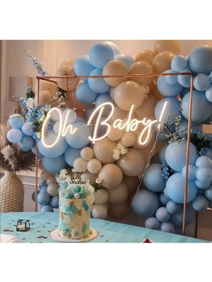 Oh Baby -Neon LED Dekoratif Duvar Yazısı Tabelası Aydınlatması Gece Lambası SMC-1042