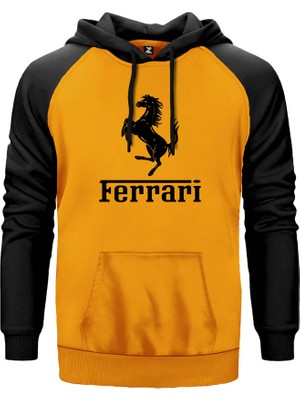 Ferrari Logo Sarı Renk Reglan Kol Kapşonlu Sweatshirt