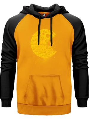 Star Wars Ölüm Yıldızı Sarı Renk Reglan Kol Kapşonlu Sweatshirt