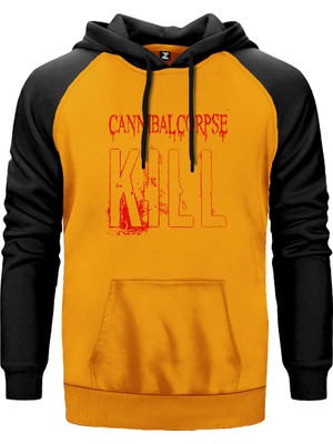Cannibal Corpse Kill Sarı Renk Reglan Kol Kapşonlu Sweatshirt