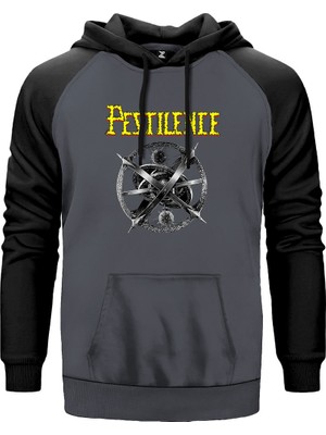 Pestilence Testimony Of The Ancients Gri Renk Reglan Kol Kapşonlu Sweatshirt