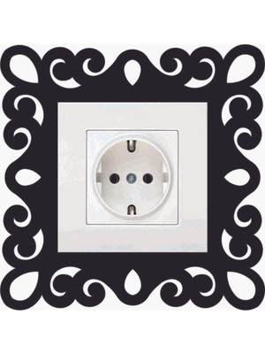 Prizlik Desenli Siyah Duvar Priz Süsü 15X15