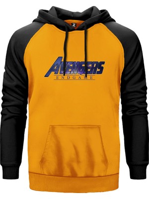 Avengers End Game Logo 3 Sarı Renk Reglan Kol Kapşonlu Sweatshirt