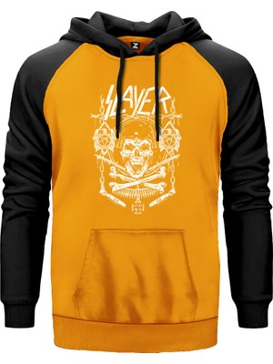 Slayer Gun And Chain Sarı Renk Reglan Kol Kapşonlu Sweatshirt