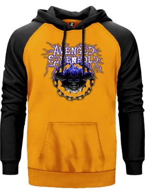 Avenged Sevenfold Lighting Skull Sarı Renk Reglan Kol Kapşonlu Sweatshirt