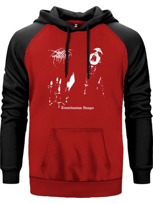 Darkthrone Transilvanian Hunger Kırmızı Renk Reglan Kol Kapşonlu Sweatshirt