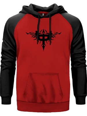 Judas Priest Figure Kırmızı Renk Reglan Kol Kapşonlu Sweatshirt