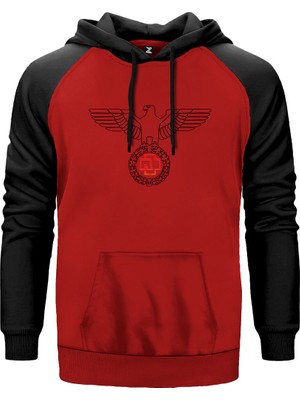 Rammstein Eagle Kırmızı Renk Reglan Kol Kapşonlu Sweatshirt