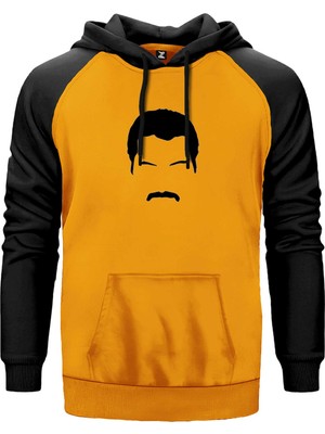 Queen Freddie Mercury Face Sarı Renk Reglan Kol Kapşonlu Sweatshirt