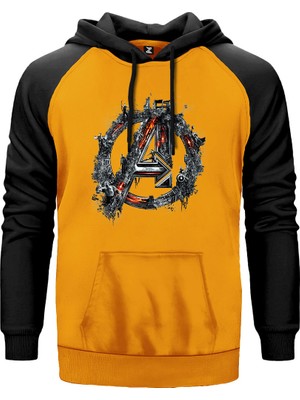 Avengers Logo 2 Sarı Renk Reglan Kol Kapşonlu Sweatshirt