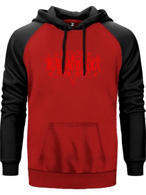 Katatonia Logo Red Kırmızı Renk Reglan Kol Kapşonlu Sweatshirt