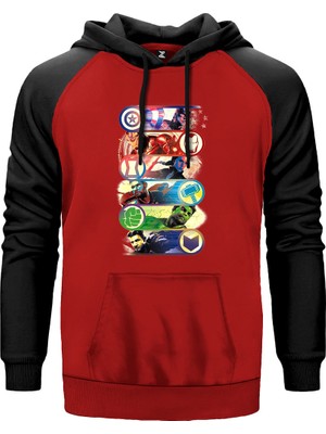 Marvel Heroes Kırmızı Renk Reglan Kol Kapşonlu Sweatshirt
