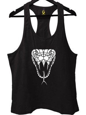 Top Glory Snake Siyah Gym Fitness Tank Top Sporcu Atleti