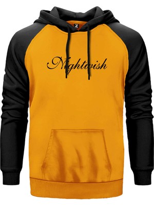 Nightwish Logo Sarı Renk Reglan Kol Kapşonlu Sweatshirt