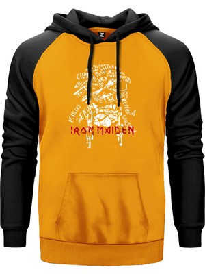 Iron Maiden Long Sleeve Sarı Renk Reglan Kol Kapşonlu Sweatshirt
