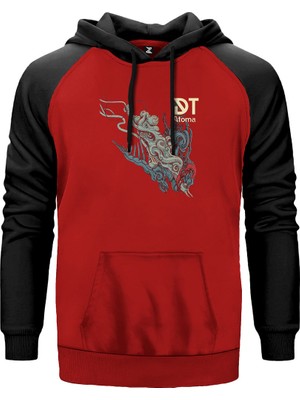 Dark Tranquillity Atoma Kırmızı Renk Reglan Kol Kapşonlu Sweatshirt
