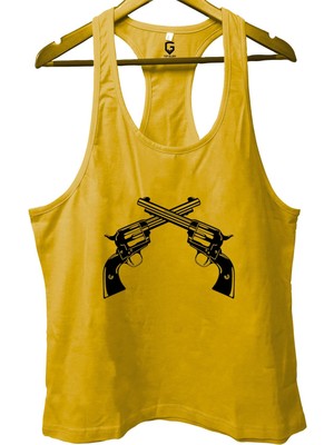 Top Glory Guns Sarı Gym Fitness Tank Top Sporcu Atleti