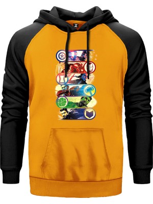 Marvel Heroes Sarı Renk Reglan Kol Kapşonlu Sweatshirt