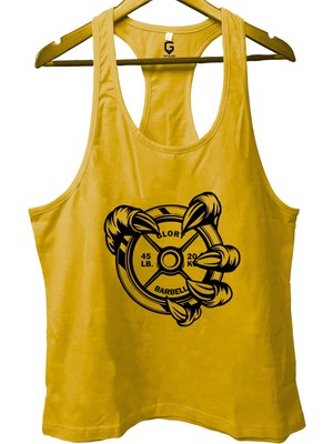 Top Glory Claw Sarı Gym Fitness Tank Top Sporcu Atleti