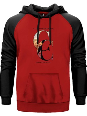 A Day Remember Common Courtesy Kırmızı Renk Reglan Kol Kapşonlu Sweatshirt