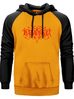 Katatonia Logo Red Sarı Renk Reglan Kol Kapşonlu Sweatshirt