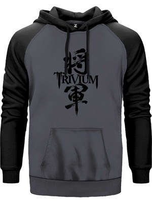 Trivium Shogun Gri Renk Reglan Kol Kapşonlu Sweatshirt