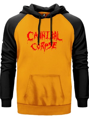Cannibal Corpse Logo Sarı Renk Reglan Kol Kapşonlu Sweatshirt