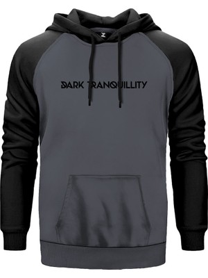 Dark Tranquillity Logo Gri Renk Reglan Kol Kapşonlu Sweatshirt
