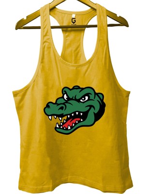 Top Glory Crocodile Sarı Gym Fitness Tank Top Sporcu Atleti