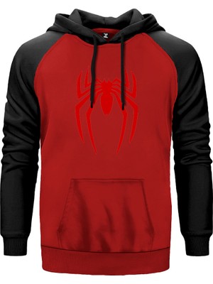 Spiderman Logo Kırmızı Renk Reglan Kol Kapşonlu Sweatshirt