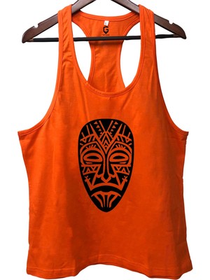 Top Glory Mask Turuncu Gym Fitness Tank Top Sporcu Atleti
