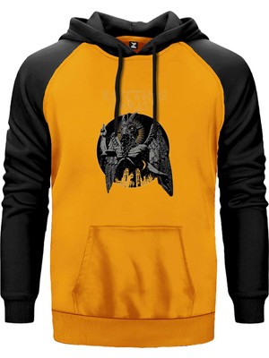 Rotting Christ Design Sarı Renk Reglan Kol Kapşonlu Sweatshirt