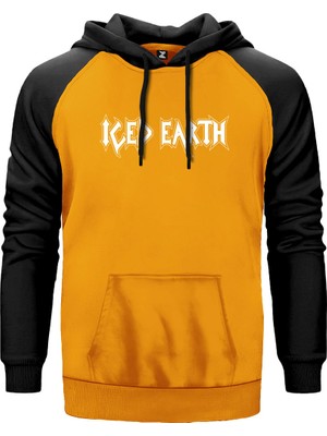 Iced Earth Logo Sarı Renk Reglan Kol Kapşonlu Sweatshirt