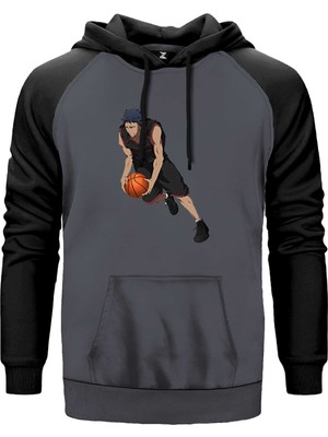 Black Baller Anime Gri Renk Reglan Kol Kapşonlu Sweatshirt