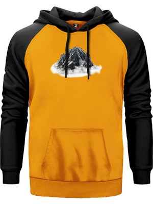 Snow Mountain Landscape Sarı Renk Reglan Kol Kapşonlu Sweatshirt