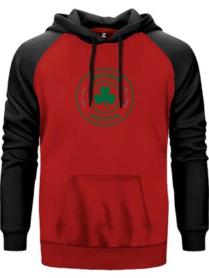 Boston Celtics Logo Kırmızı Renk Reglan Kol Kapşonlu Sweatshirt