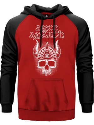 Amon Viking Kırmızı Renk Reglan Kol Kapşonlu Sweatshirt