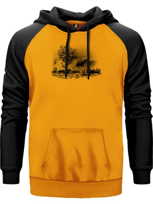 Black Tree Lake Sarı Renk Reglan Kol Kapşonlu Sweatshirt